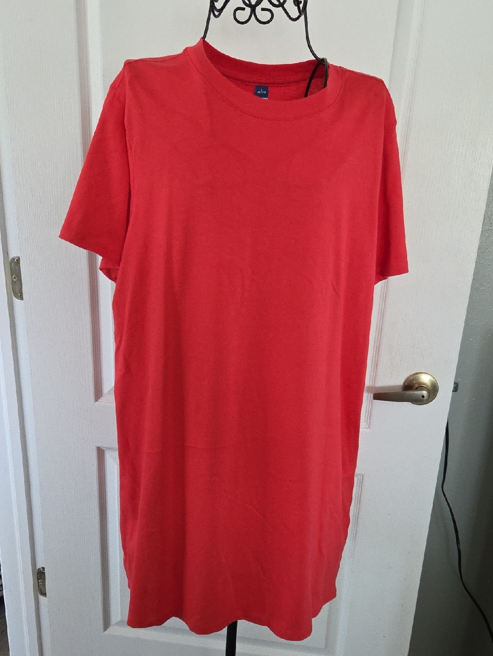 Old Navy Coral-Red Short Sleeve Crewneck Tee Dress